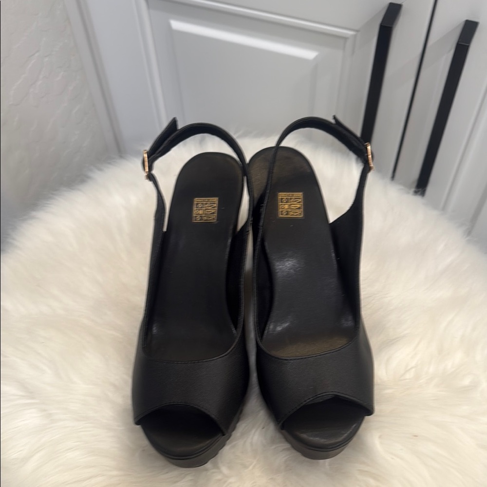 Elegant Black Women's Peep-Toe Heels